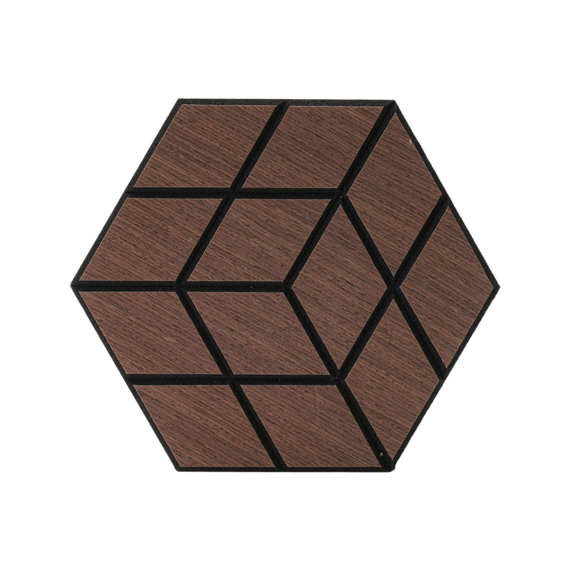 Drevená dyha drážkovaný, polygonálny stenový panel pohlcujúci zvuk, použiteľný v hoteloch a kanceláriách Drevená dyha drážkovaný, polygonálny stenový panel pohlcujúci zvuk, použiteľný v hoteloch a kanceláriách