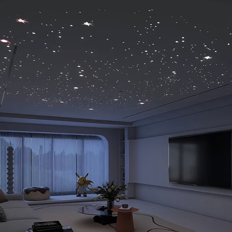 Moderný dizajn 3D modelu pre hotely Farebné optické akustické napínacie stropné panely na diaľkové ovládanie Ambient Star Light Panels