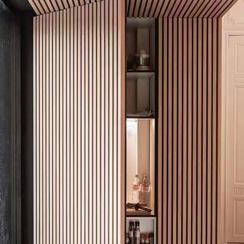 Drevený lamelový nástenný panel Spesonic pre interiérové ​​potlačenie hluku Akustické dekoratívne 3D obloženie stien pohlcujúce zvuk Akupanel